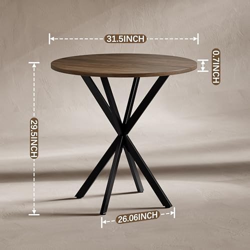 Unovivy 31.5" Small Round Dining Table for 2-4 Natural Oak Dinner Table