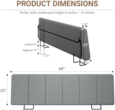 Queen Size Headboard Only-No Assembly Required, Dark Gray
