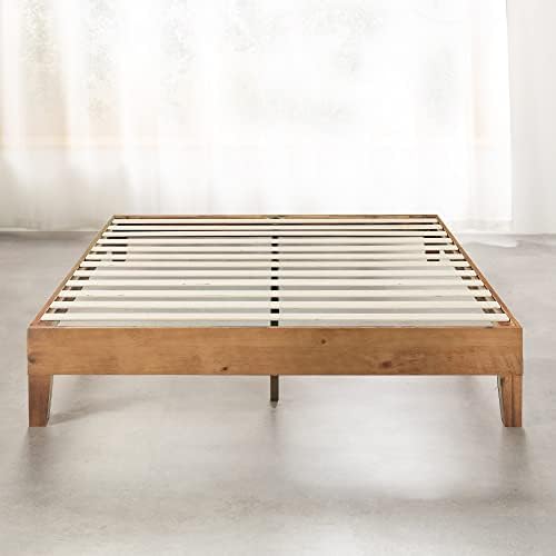 Mellow Naturalista Grand - 12 Inch Solid Wood Platform Bed with Wooden Slats - No Box Spring Needed - King (Natural Pine)
