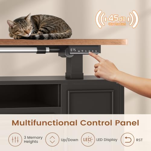 SEDETA Farmhouse L Shaped Executive Electric Standing Desk with 4 Drawers