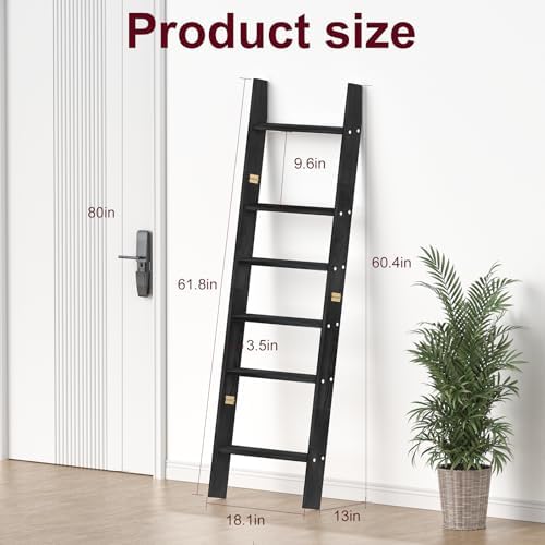 Blanket Ladders for the Living Room, Blanket Holder 6-Tier Black