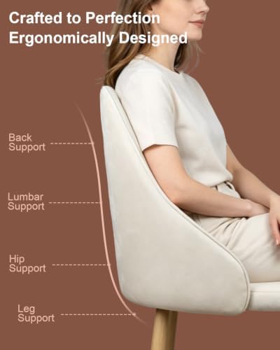 High Back Dining Chairs Set of 2, Mid-Century Modern Living Room Chairs, Velvet Comfortable Seats with Sturdy Legs Upholstered Farmhouse Kitchen Chairs for Bedroom Office Easy Assemble-Beige