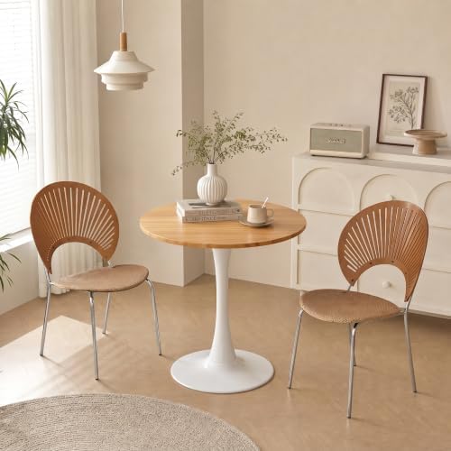 23.62" Small Round Dining Table for 2 – Durable & Well-Made Tulip Table with Sturdy Metal Frame, Compact 2-Seater Kitchen or Dining Room Table for Small Spaces, Apartments, Café, Restaurant, Office