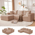 Mangodan 110” Boneless Couch, Cloud Sectional Sofa for Living Room, Camel