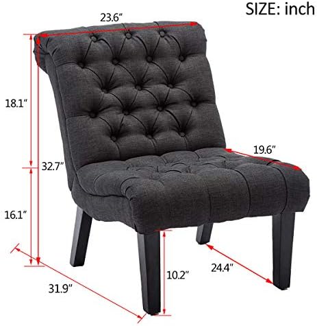 Armless Modern Accent Chairs for Living Room, Gray Fabric