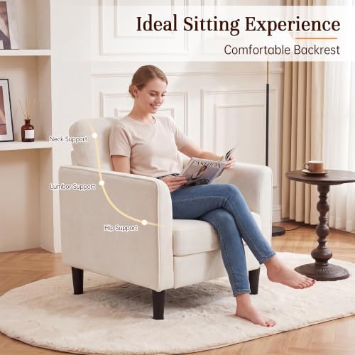 Kromax Accent Chair for Living Room Set of 2, Comfy Reading Armchair, White