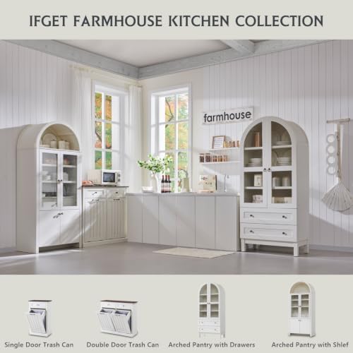 IFGET 71" Tall Arched Kitchen Pantry, Kitchens Storage Cabinets, White