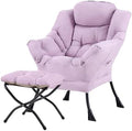 Tiita Lazy Chair with Ottoman, Comfy Reading Accent Chair, Purple