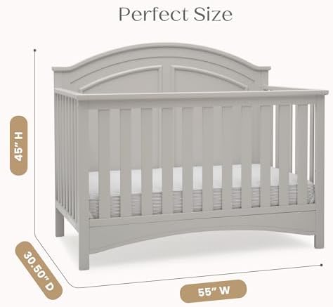 Delta Children Perry 6-in-1 Convertible Crib & Mattress, Moonstruck Grey