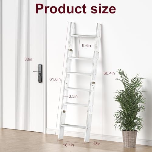 Blanket Ladders for the Living Room, Blanket Holder 6-Tier White