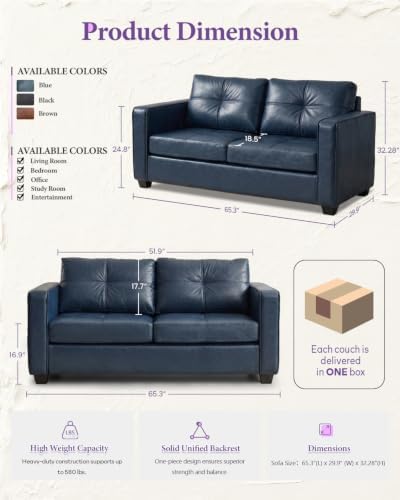 65'' Faux Leather Loveseat with USB, 2 Seater Couch for Small Space