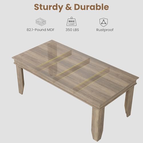 GarveeHome Farmhouse Dining Table for 6-8 People, 71" Long Kitchen Tables