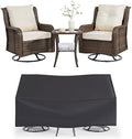 Wumiokio Patio Furniture Sets, 3 Pieces Wicker Outdoor Furniture - 360 Degree Swivel Rocking Chairs and Rattan Side Table for Garden,Porch,Backyard (Brown Wicker/Beige Cushion, 3PCS - Swivel Chairs)