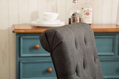 Roundhill Furniture Habit Solid Wood Tufted Parsons Charcoal Dining Chair, Set of 2