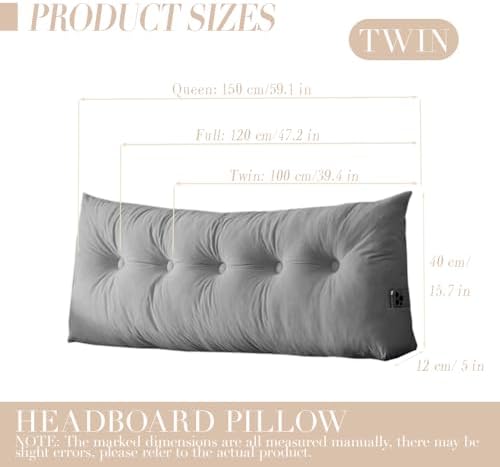 Wedge Headboard Pillow Twin XL, College Dorm Essentials Bed Reading