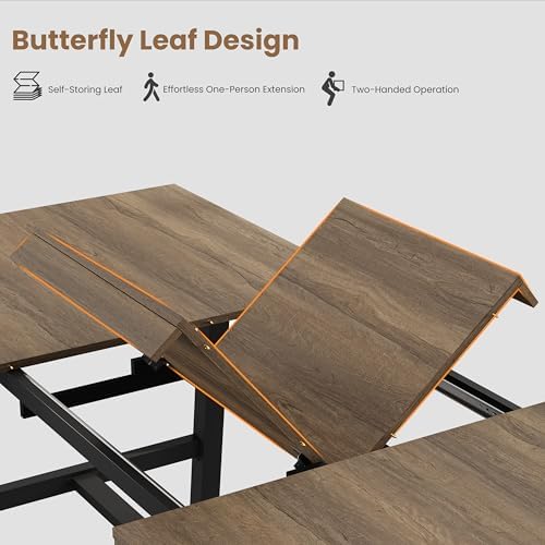 Garvee 63-83" Expandable Dining Table, Large Kitchen Table, Rustic Pear