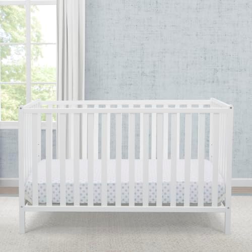Delta Children Heartland 4-in-1 Convertible Crib & Mattress, Bianca White