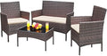 Greesum Patio Furniture 4 Pieces Conversation Sets,Brown and Beige