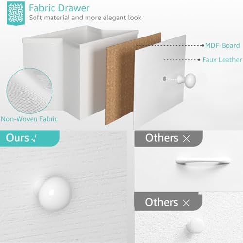 BOLUO White Changing Table Dresser with 6 Drawers Baby Dresser with Changing Table Top Diaper Changing Station with Storage for Nursery Modern