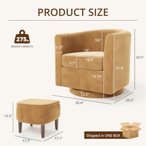 360° Swivel Accent Chair with Storage Ottoman