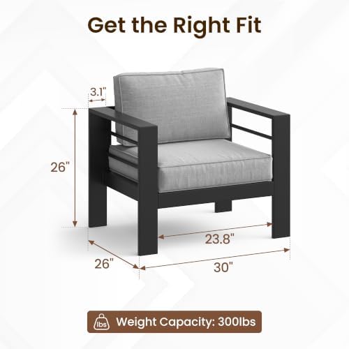 Kiss the Water Aluminum Patio Sofa, 2 PCS Light Grey Outdoor Couch