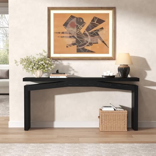 Epecoya 63-Inch Black Console Tables for Entryway Mid Century