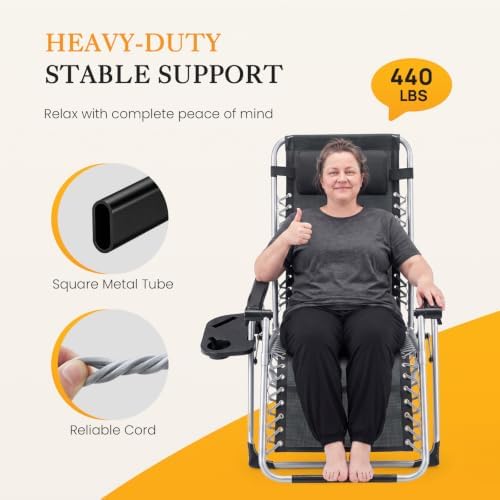 NEWBULIG Zero Gravity Chairs Set of 2 with Cup Holder Trays
