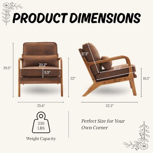 Karl home Mid-Century Modern Accent Reading Chair, Brown