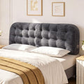 Seang Twin Size Upholstered Headboard, 24" Height Soft Breathable Corduroy Fabric Wall Mounted Headboards for Bedroom & Dorm, Peel & Stick Bed Backboard, No Nails & No Assembly Required, Dark Gray
