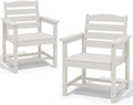 SERWALL Patio Dining Chair Set of 2,All Weather HDPE Dining Chair, White