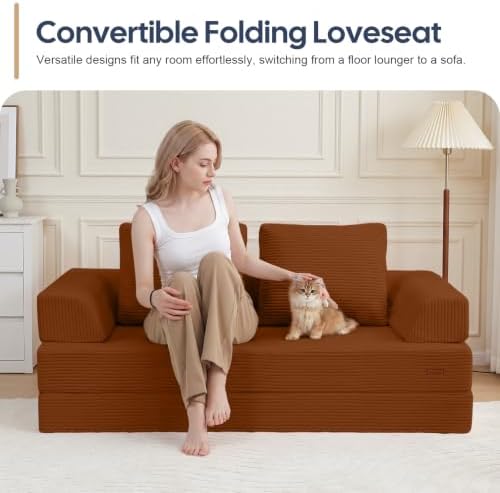 Comax Convertible Futon Sofa Bed, 59" Folding Boneless Loveseat Small Couch
