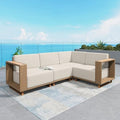 4pcs L-Shape Patio Furniture, Outdoor Sectional with 10" Thick Cushion
