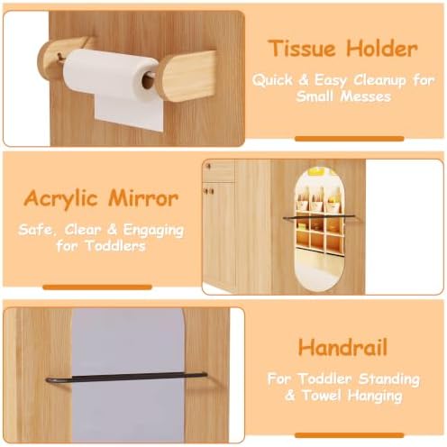 Changing Table with Stairs, Montessori Diaper Station for Daycare & Home (Right Stairs)