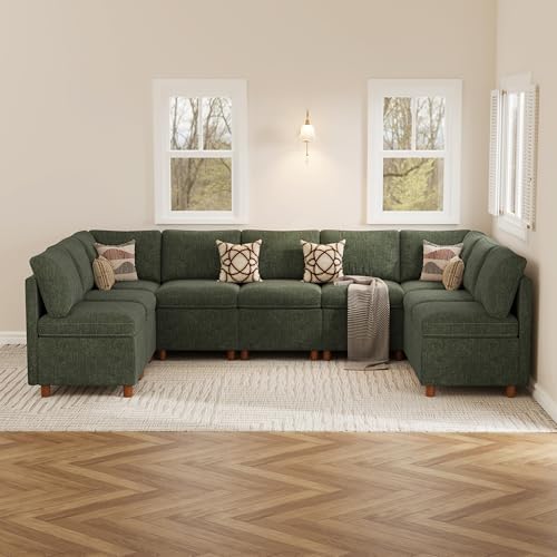 SITJOY Breakfast Nook Bench with Storage, Green, 9 Seat (2 Corner)