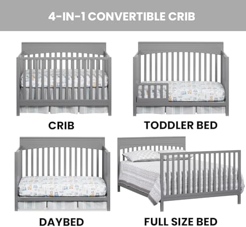 Oxford Baby Harper 4-in-1 Convertible Crib, Dove Gray, GreenGuard Gold Certified