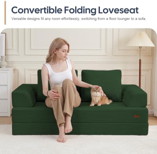 COMAX Convertible Futon Sofa Bed, 59" Folding Boneless Loveseat Small Couch