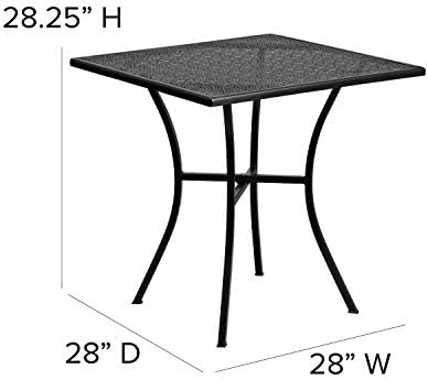 Flash Furniture 28" Square Patio Table, Black