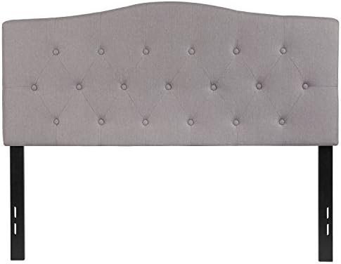 EMMA + OLIVER Light Gray Full Button Tufted Headboard
