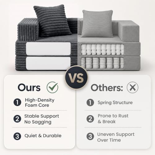 COMAX Boneless Futon Sofa Bed, 59" Small Low-Profile Floor Couch