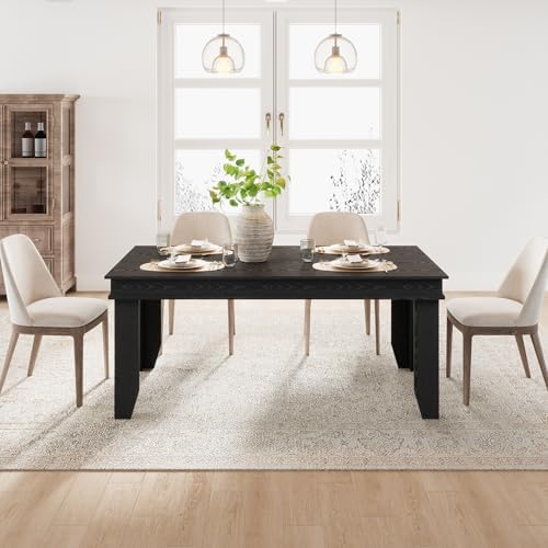GarveeHome Farmhouse Dining Table for 4-6 People, 63" Long Kitchen Tables