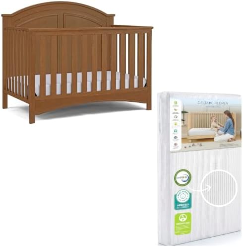 Delta Children Perry 6-in-1 Convertible Crib & Mattress, Chestnut