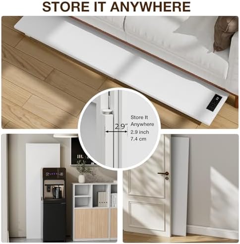 TEMI Long Computer Desk Folding Table - No Assembly, Compact 55.1" Foldable Desk with Power Outlets & USB Charging Port, Portable Lagre Office Desk, Ideal Large Study Table for Narrow Spaces,White Ash