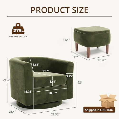 360° Swivel Accent Chair with Storage Ottoman