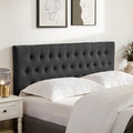 Tufted Upholstered Headboard Full Size, Adjustable Height 37- 51 in, Black