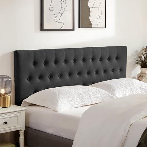 Upholstered Headboard California King, Adjustable Height 37''- 51'', Black