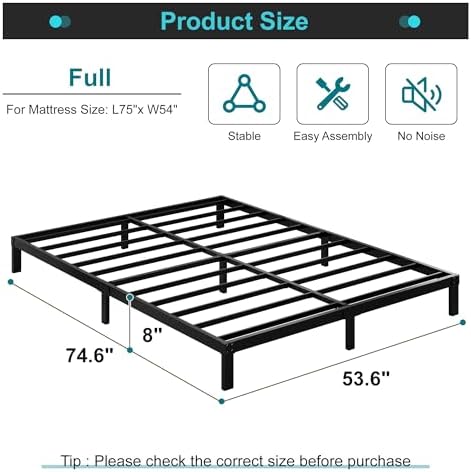 Maenizi 8 Inch Full Size Bed Frame, Metal Platform Bed Frame Full
