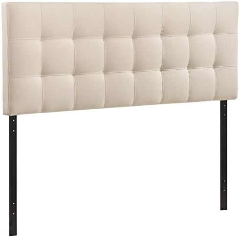 Modway Lily Tufted Linen Fabric Upholstered Queen Headboard in Ivory