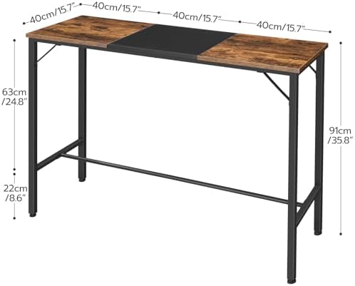 HOOBRO Bar Table, 47.1" Rectangular Pub Table, Tall Counter Height, Long Bar Height Table for Small Space, Sturdy and Durable, Easy to Assmble, Rustic Brown BF12BT01