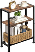 Narrow Side Table for Small Space, 2-Tier Small End Table with Shelf Holder, Slim Nightstand, Skinny Snack Couch Table in Living Room, Bedroom, Study, Kitchen and Balcony (Rustic Brown &Black)