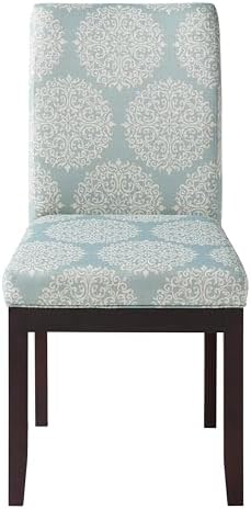 OSP Home Furnishings Dakota Upholstered Parsons Dining Chair with Espresso Finish Wood Legs, Gabrielle Sky